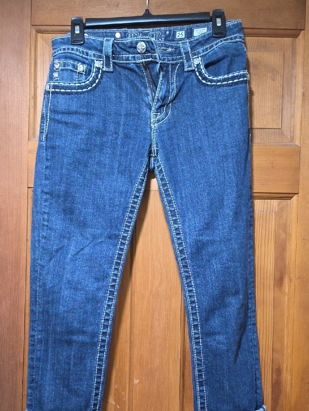 Miss Me Indigo Skinny Jean Capris with Contrast Stitching